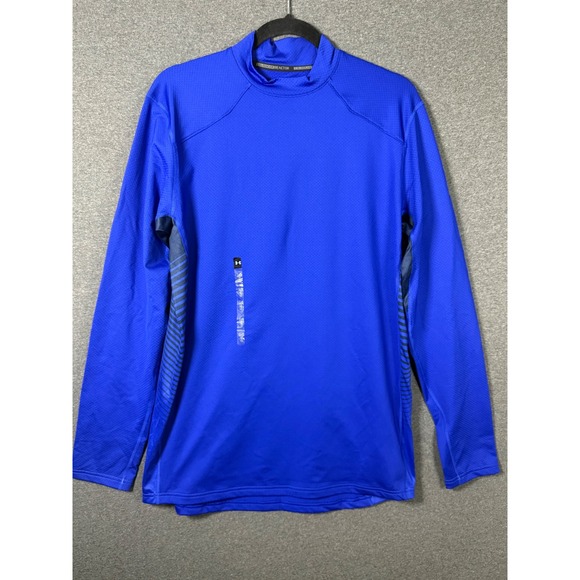 Under Armour Other - Under Armour Mens ColdGear Reactor Fitted Mock Neck Long Sleeve Blue Large
